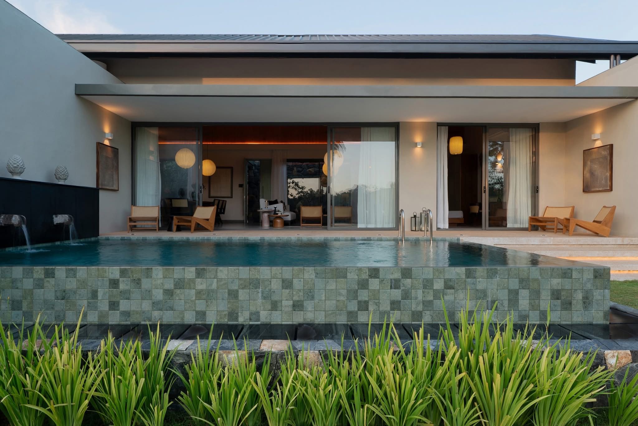 Pool facade evening