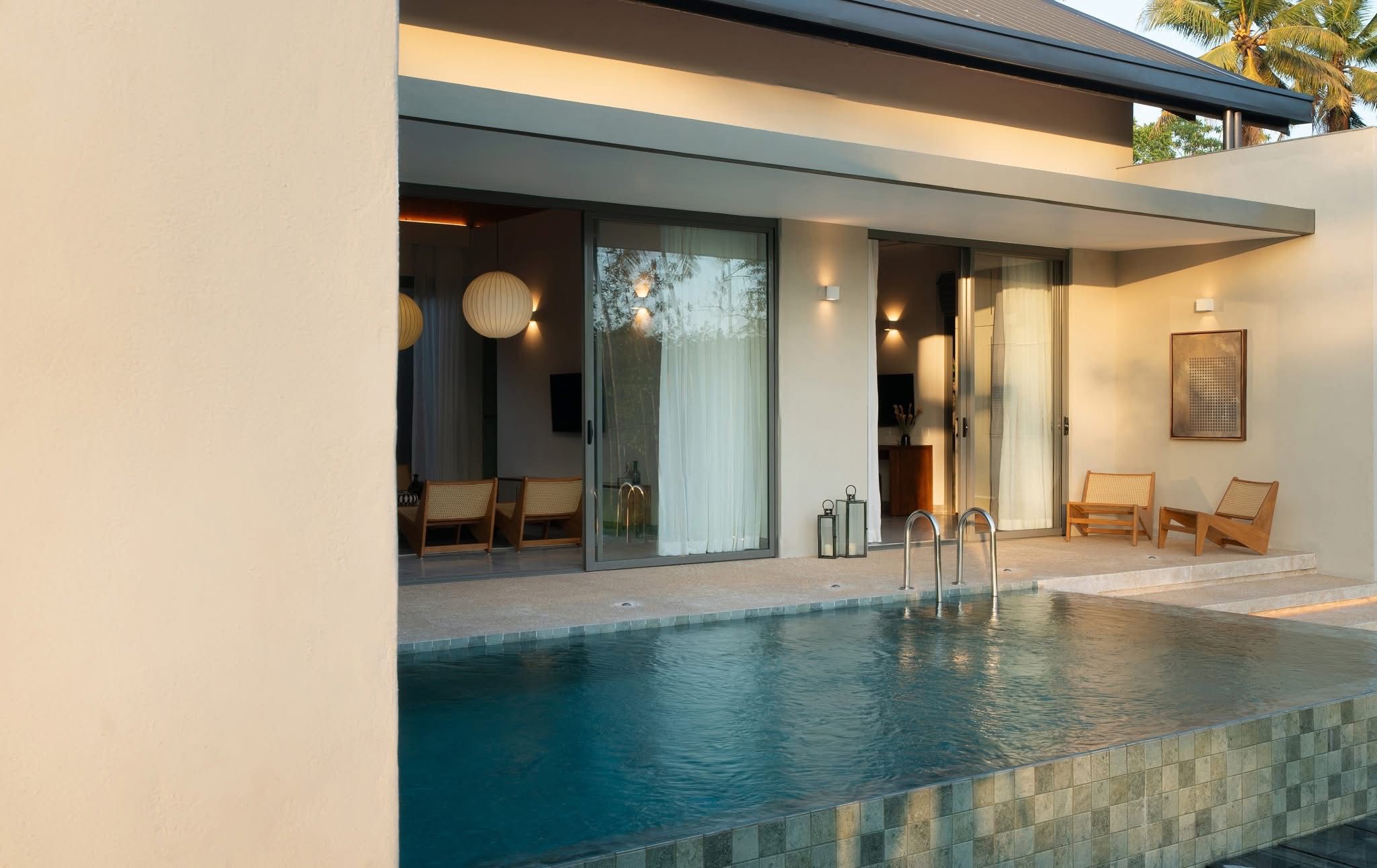 Private pool at sunset
